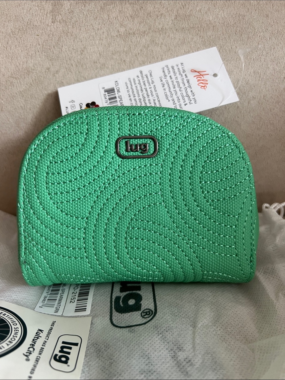 NWT Lug Kolo Mini Jewelry Matte Luxe VL Pouch with Charm Bar in Spearmint Green